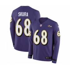 Youth Nike Baltimore Ravens #68 Matt Skura Limited Purple Therma Long Sleeve NFL Jersey