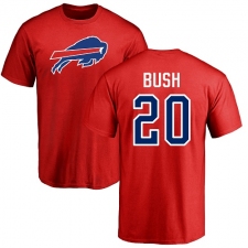 NFL Nike Buffalo Bills #20 Rafael Bush Red Name & Number Logo T-Shirt