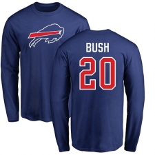 NFL Nike Buffalo Bills #20 Rafael Bush Royal Blue Name & Number Logo Long Sleeve T-Shirt