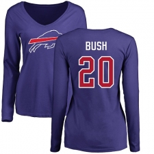 NFL Women's Nike Buffalo Bills #20 Rafael Bush Royal Blue Name & Number Logo Long Sleeve T-Shirt
