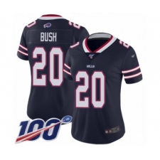 Women's Buffalo Bills #20 Rafael Bush Limited Navy Blue Inverted Legend 100th Season Football Jersey