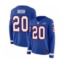 Women's Nike Buffalo Bills #20 Rafael Bush Limited Royal Blue Therma Long Sleeve NFL Jersey