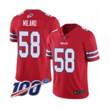 Men's Buffalo Bills #58 Matt Milano Limited Red Rush Vapor Untouchable 100th Season Football Jersey