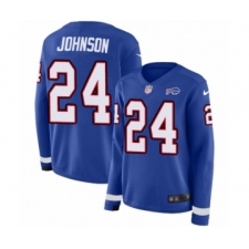 Women's Nike Buffalo Bills #24 Taron Johnson Limited Royal Blue Therma Long Sleeve NFL Jersey