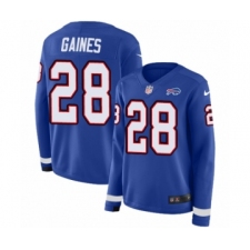 Women's Nike Buffalo Bills #28 Phillip Gaines Limited Royal Blue Therma Long Sleeve NFL Jersey