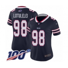 Women's Buffalo Bills #98 Star Lotulelei Limited Navy Blue Inverted Legend 100th Season Football Jersey