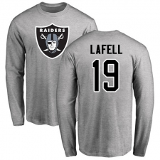 NFL Nike Oakland Raiders #19 Brandon LaFell Ash Name & Number Logo Long Sleeve T-Shirt