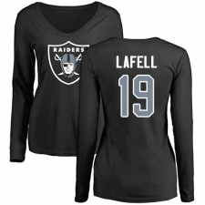 NFL Women's Nike Oakland Raiders #19 Brandon LaFell Black Name & Number Logo Long Sleeve T-Shirt