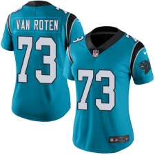 Women's Nike Carolina Panthers #73 Greg Van Roten Limited Blue Rush Vapor Untouchable NFL Jersey