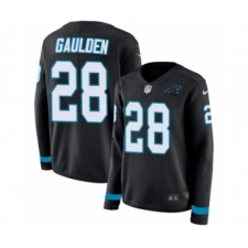 Women's Nike Carolina Panthers #28 Rashaan Gaulden Limited Black Therma Long Sleeve NFL Jersey