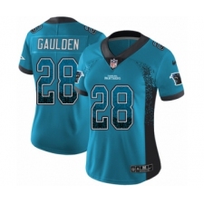 Women's Nike Carolina Panthers #28 Rashaan Gaulden Limited Blue Rush Drift Fashion NFL Jersey