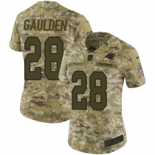 Women's Nike Carolina Panthers #28 Rashaan Gaulden Limited Camo 2018 Salute to Service NFL Jersey
