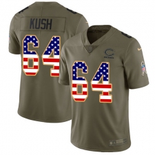 Men's Nike Chicago Bears #64 Eric Kush Limited Olive USA Flag 2017 Salute to Service NFL Jersey