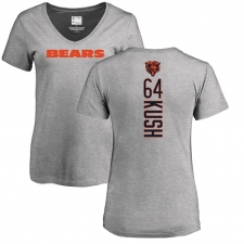 NFL Women's Nike Chicago Bears #64 Eric Kush Ash Backer V-Neck T-Shirt