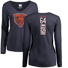 NFL Women's Nike Chicago Bears #64 Eric Kush Navy Blue Backer Long Sleeve T-Shirt