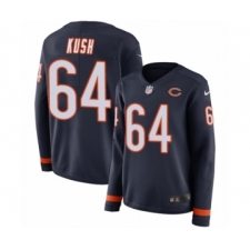 Women's Nike Chicago Bears #64 Eric Kush Limited Navy Blue Therma Long Sleeve NFL Jersey