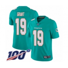Men's Miami Dolphins #19 Jakeem Grant Aqua Green Team Color Vapor Untouchable Limited Player 100th Season Football Jersey