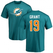 NFL Nike Miami Dolphins #19 Jakeem Grant Aqua Green Name & Number Logo T-Shirt