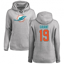 NFL Women's Nike Miami Dolphins #19 Jakeem Grant Ash Name & Number Logo Pullover Hoodie