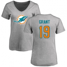 NFL Women's Nike Miami Dolphins #19 Jakeem Grant Ash Name & Number Logo T-Shirt