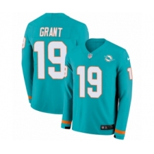 Youth Nike Miami Dolphins #19 Jakeem Grant Limited Aqua Therma Long Sleeve NFL Jersey