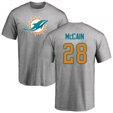 NFL Nike Miami Dolphins #28 Bobby McCain Ash Name & Number Logo T-Shirt