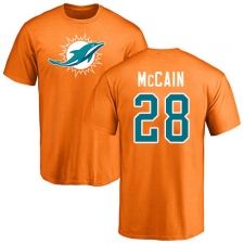 NFL Nike Miami Dolphins #28 Bobby McCain Orange Name & Number Logo T-Shirt