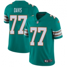 Men's Nike Miami Dolphins #77 Jesse Davis Aqua Green Alternate Vapor Untouchable Limited Player NFL Jersey
