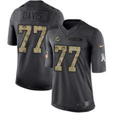 Men's Nike Miami Dolphins #77 Jesse Davis Limited Black 2016 Salute to Service NFL Jersey