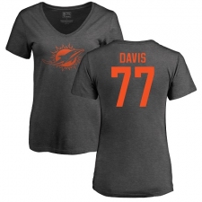 NFL Women's Nike Miami Dolphins #77 Jesse Davis Ash One Color T-Shirt