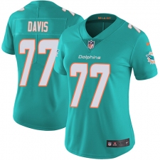 Women's Nike Miami Dolphins #77 Jesse Davis Aqua Green Team Color Vapor Untouchable Limited Player NFL Jersey