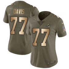 Women's Nike Miami Dolphins #77 Jesse Davis Limited Olive Gold 2017 Salute to Service NFL Jersey