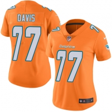 Women's Nike Miami Dolphins #77 Jesse Davis Limited Orange Rush Vapor Untouchable NFL Jersey