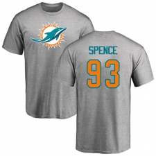 NFL Nike Miami Dolphins #93 Akeem Spence Ash Name & Number Logo T-Shirt