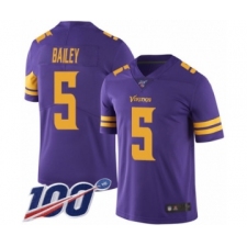 Men's Minnesota Vikings #5 Dan Bailey Limited Purple Rush Vapor Untouchable 100th Season Football Jersey