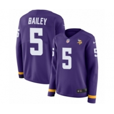 Women's Nike Minnesota Vikings #5 Dan Bailey Limited Purple Therma Long Sleeve NFL Jersey