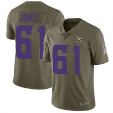 Men's Nike Minnesota Vikings #61 Brett Jones Limited Olive 2017 Salute to Service NFL Jersey
