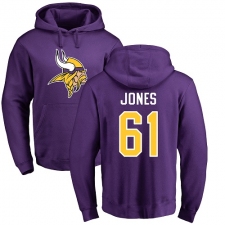 NFL Nike Minnesota Vikings #61 Brett Jones Purple Name & Number Logo Pullover Hoodie
