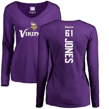 NFL Women's Nike Minnesota Vikings #61 Brett Jones Purple Backer Slim Fit Long Sleeve T-Shirt