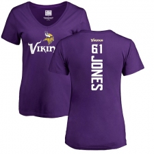 NFL Women's Nike Minnesota Vikings #61 Brett Jones Purple Backer Slim Fit T-Shirt