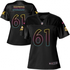 Women's Nike Minnesota Vikings #61 Brett Jones Game Black Fashion NFL Jersey