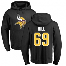 NFL Nike Minnesota Vikings #69 Rashod Hill Black Name & Number Logo Pullover Hoodie