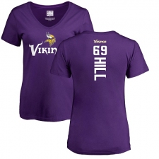 NFL Women's Nike Minnesota Vikings #69 Rashod Hill Purple Backer Slim Fit T-Shirt