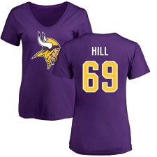 NFL Women's Nike Minnesota Vikings #69 Rashod Hill Purple Name & Number Logo Slim Fit T-Shirt