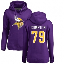 NFL Women's Nike Minnesota Vikings #79 Tom Compton Purple Name & Number Logo Pullover Hoodie