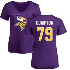 NFL Women's Nike Minnesota Vikings #79 Tom Compton Purple Name & Number Logo Slim Fit T-Shirt
