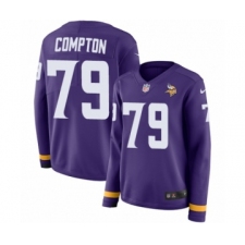 Women's Nike Minnesota Vikings #79 Tom Compton Limited Purple Therma Long Sleeve NFL Jersey