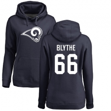 NFL Women's Nike Los Angeles Rams #66 Austin Blythe Navy Blue Name & Number Logo Pullover Hoodie
