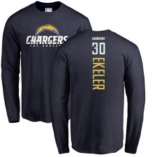 NFL Nike Los Angeles Chargers #30 Austin Ekeler Navy Blue Backer Long Sleeve T-Shirt