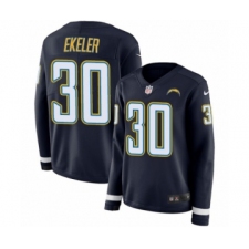 Women's Nike Los Angeles Chargers #30 Austin Ekeler Limited Navy Blue Therma Long Sleeve NFL Jersey